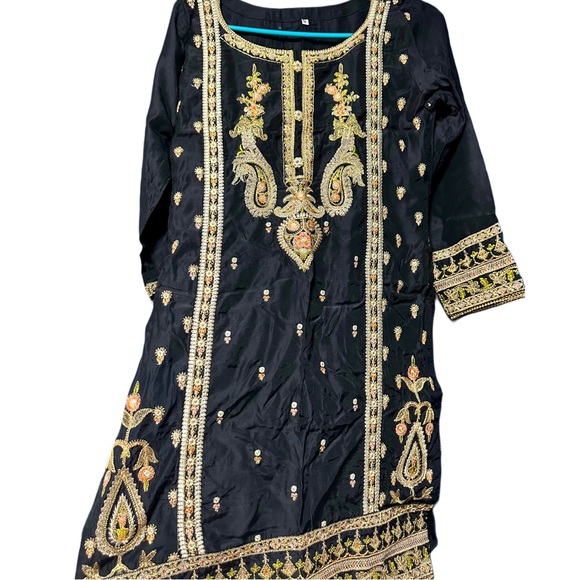 Dresses & Skirts - Women's  Full Embroidered Pakistani Concept Dress Material with Tabby Silk Print